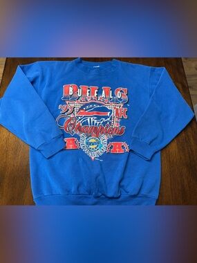 Vintage Buffalo Bills '93 AFC Champions Blue Crewneck Sweatshirt